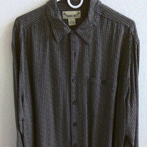 Brown/Black long sleeve, silk, casual button down